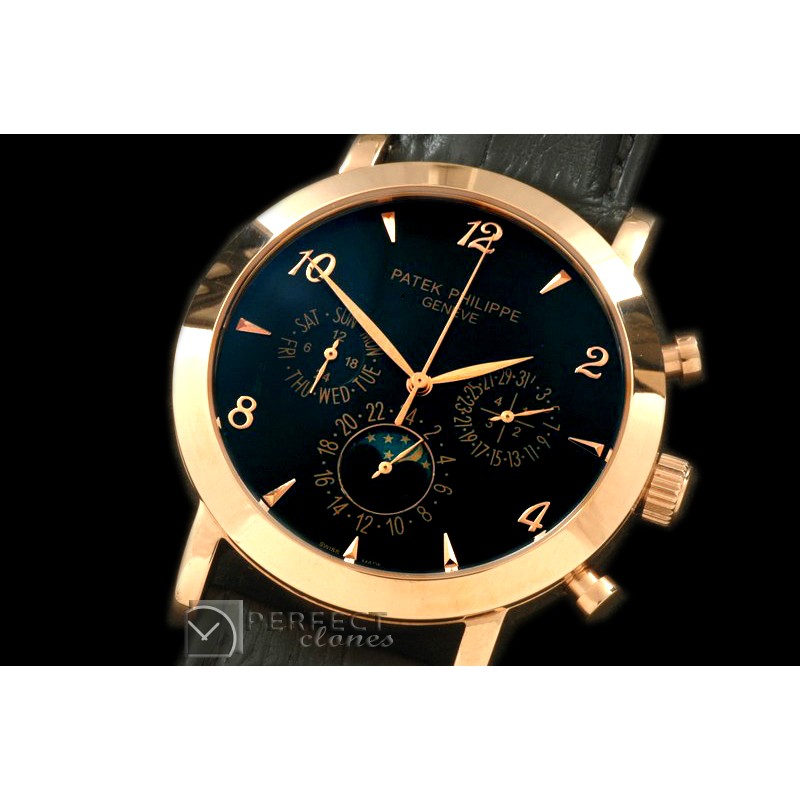 PPCA10039 Classic Perpetual Calendar RG/LE Black Num Asian 2813