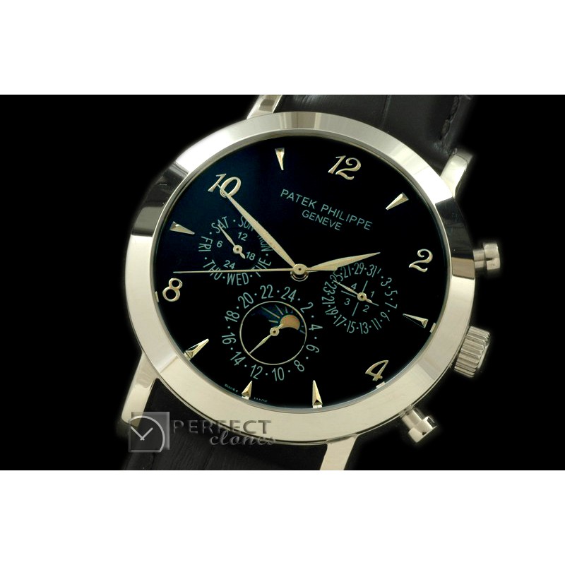 PPCA10034 Classic Perpetual Calendar SS/LE Black Num Asian 2813