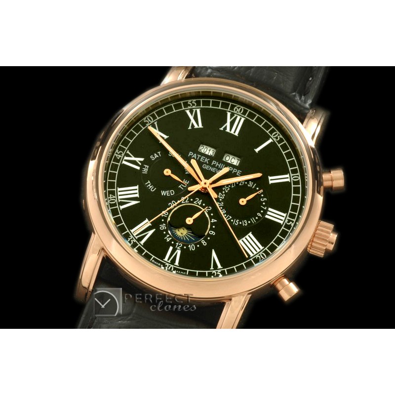 PPCC10017 Calendar Complications RG/LE Black Roman Asian 2813