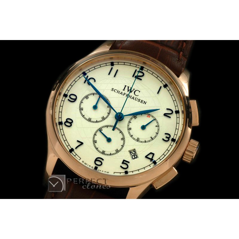 IWPG20007 Portuguese Grande Chrono RG/LE White/Blue Jap OS20