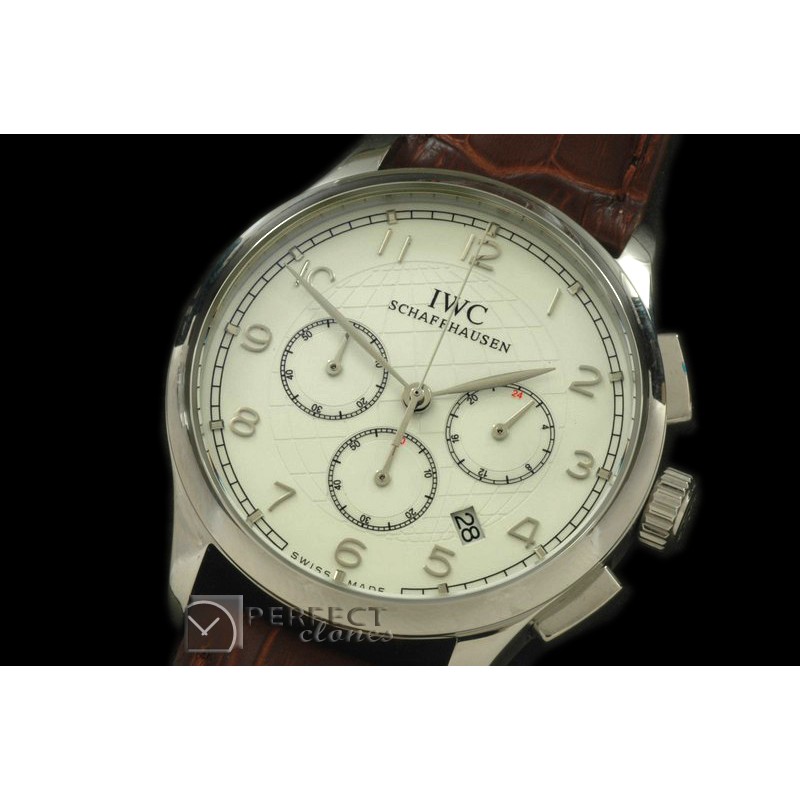 IWPG19996 Portuguese Grande Chrono SS/LE White/Sliver Jap OS20