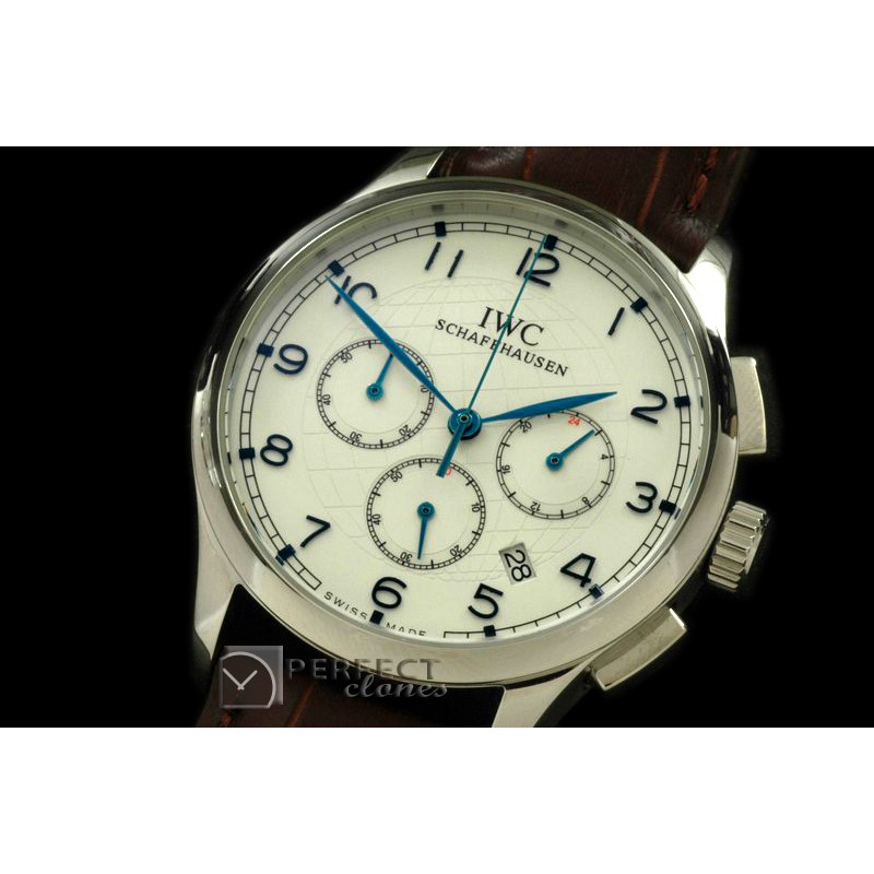 IWPG19997 Portuguese Grande Chrono SS/LE White/Blue Jap OS20