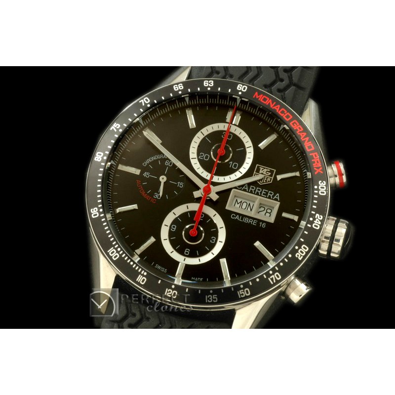 TGCA00128 Carrera 43mm Limited Ed Chrono SS/LE Blk A-77