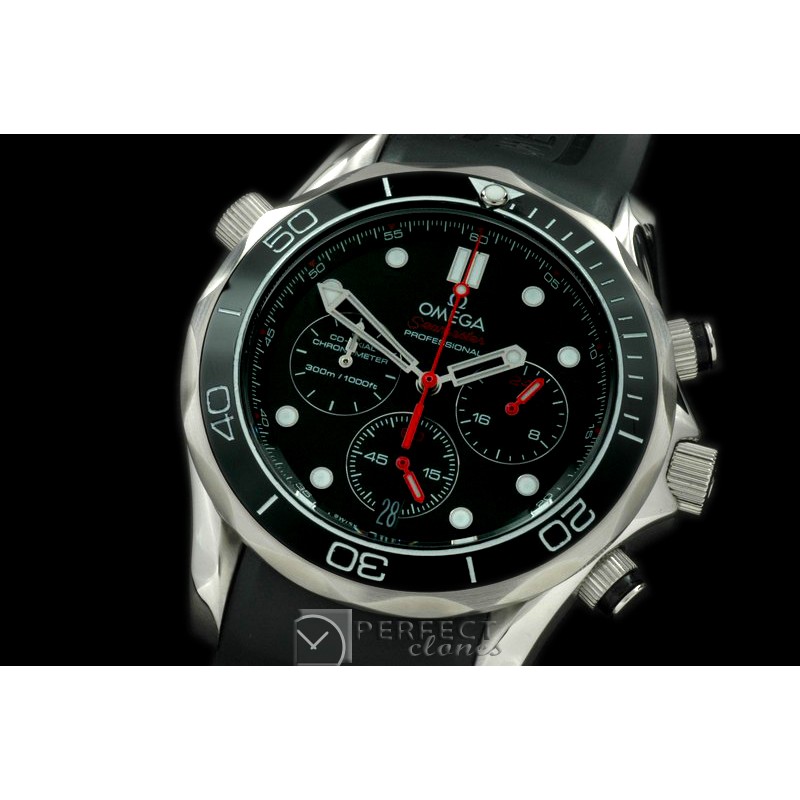 OMSE20101R Diver Pro 300M Chrono SS/RU Black Jap Qtz
