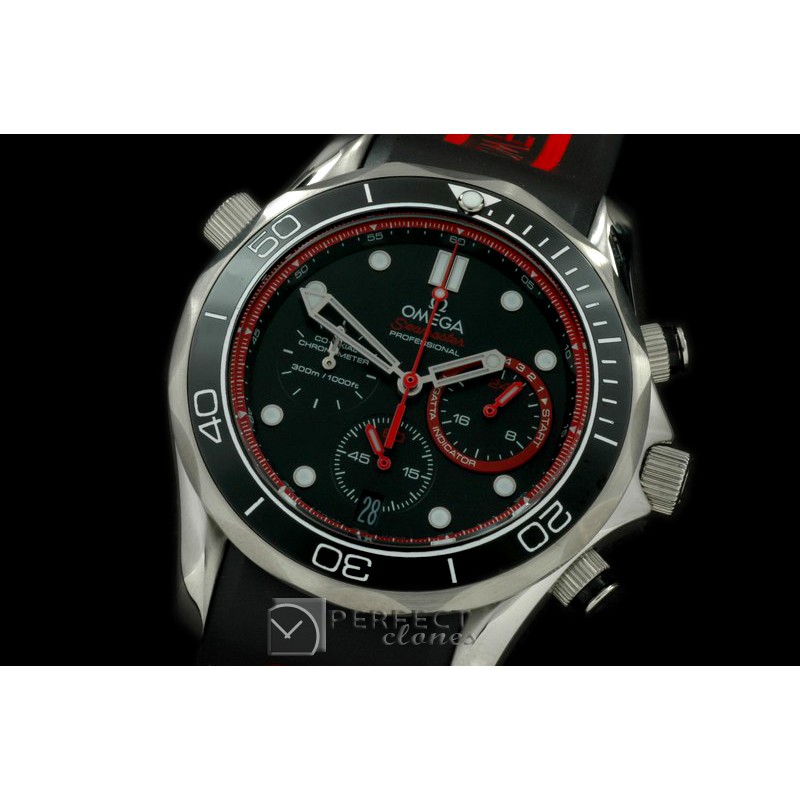 OMSE20103R Diver Pro 300M Chrono SS/RU Blk/Red Jap Qtz
