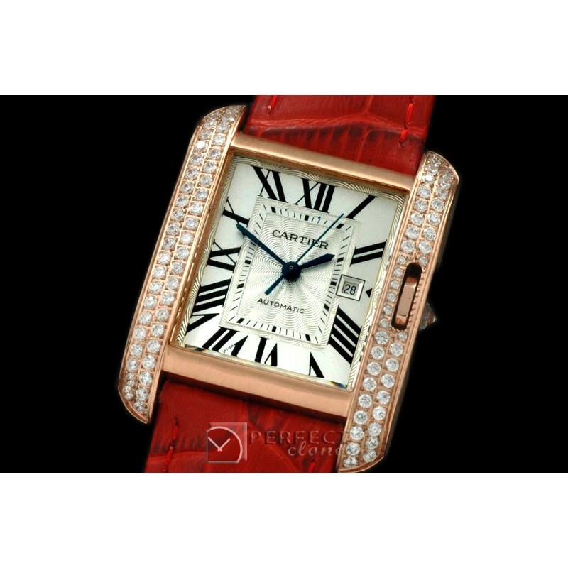 CARTA00111DL Tank Anglaise Mid RG/LE White Swiss Eta 267