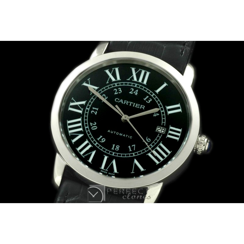 CARDC01004 Ronde De Cartier Automatic SS/LE Black Asian 2824
