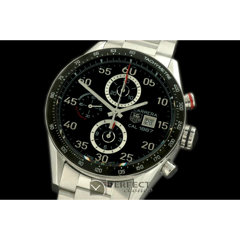 TG1887-202 Carrera 1887 Date Chrono SS/SS Black A-7750