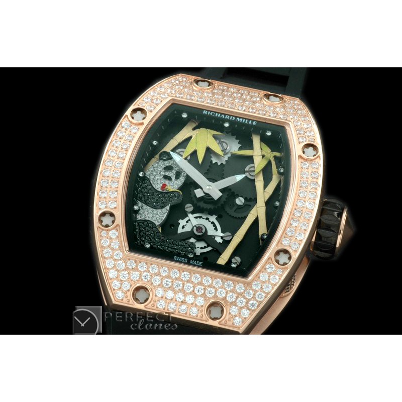 RM026-102D Panda Tourbillon RG/RU Skeleton Asian 21J Decorat
