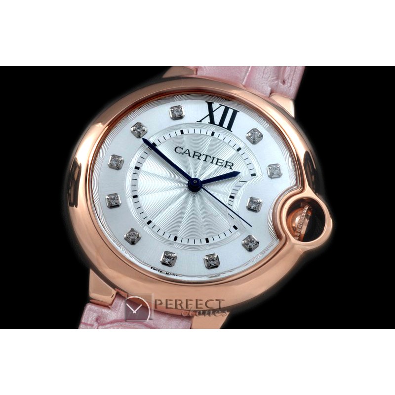 CARBA-MID-16L Ballon De Cartier Mid RG/LE White Diam Miyota
