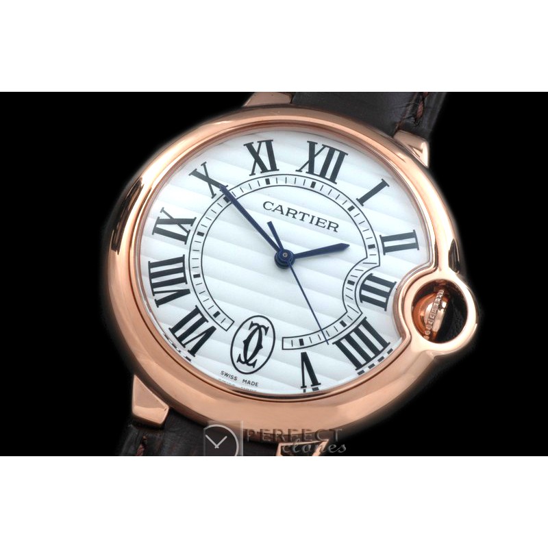CARBA-MID-12L Ballon De Cartier Mid RG/LE White Roman Miyota