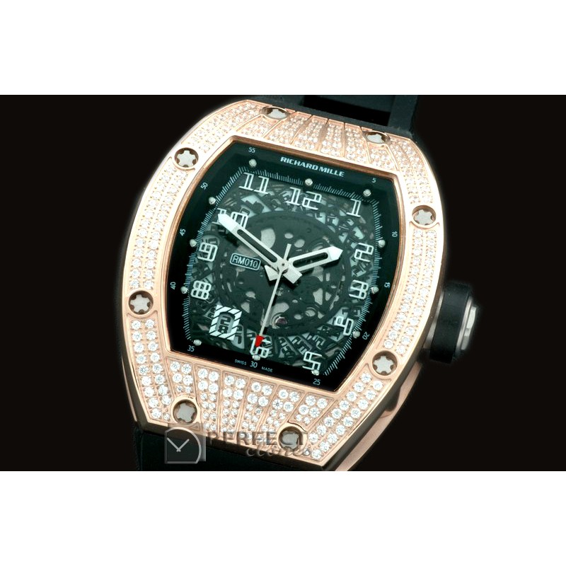 RM010-111 RG/RU Diam/Black Asian 21J Decorated