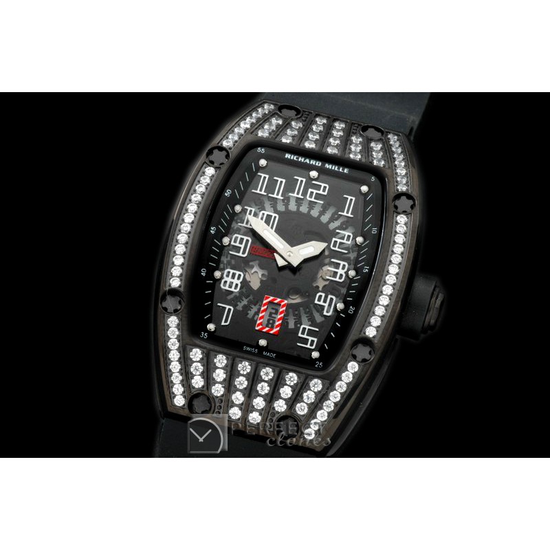 RM007-222D PVD/RU/Diam Black/Black Asian 21J Decorated