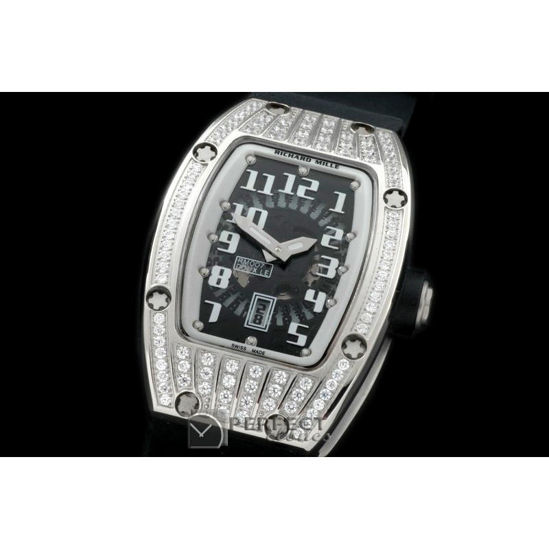 RM007-201D SS/RU/Diam Black/White Asian 21J Decorated