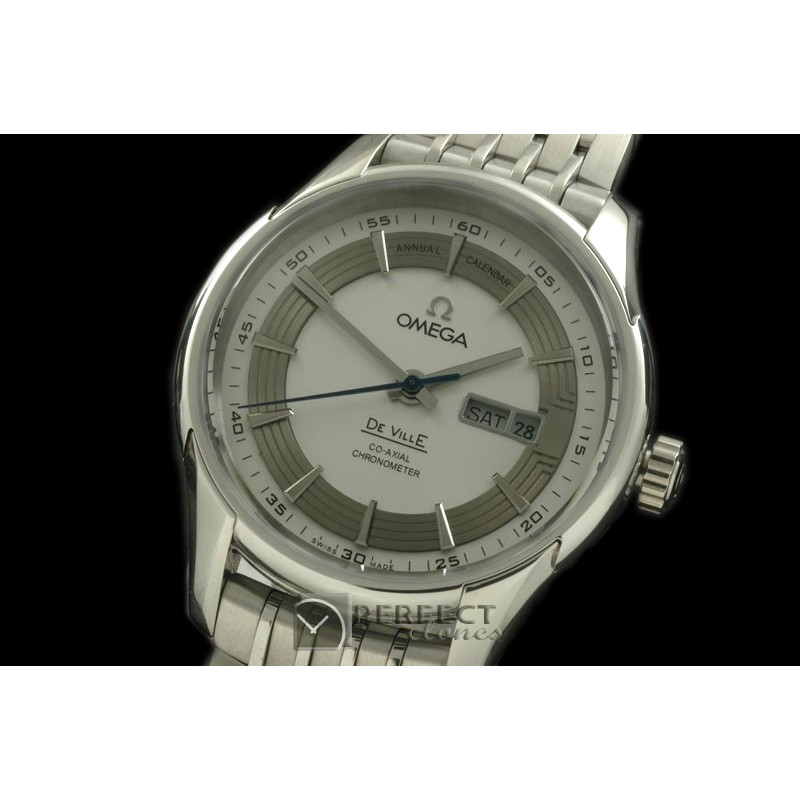 OMDE0503S Deville Hour Vision Co Axial Day/Date SS/SS White/Gre