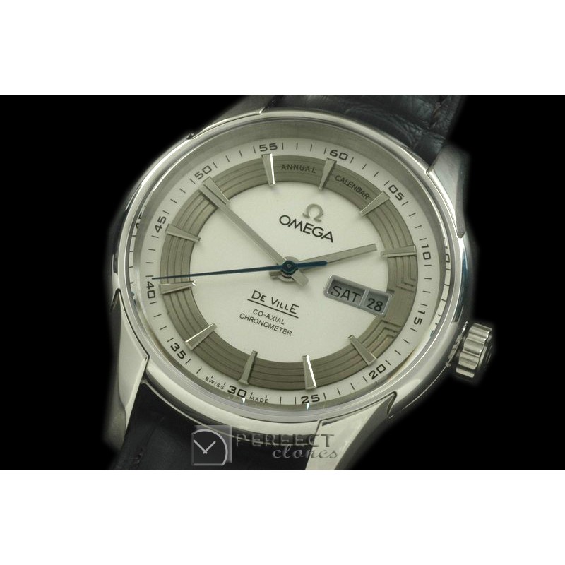 OMDE00503 Deville Hour Vision Co Axial Day/Date SS/LE White/Gre