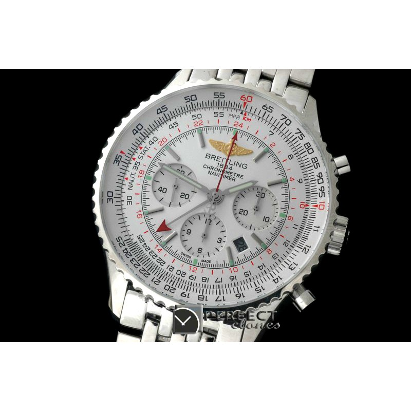BLNVGMT-101 Navitimer GMT SS/SS White A-7500