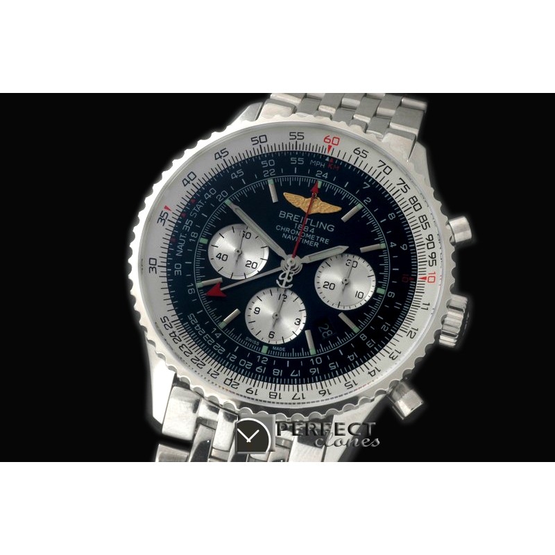 BLNVGMT-102 Navitimer GMT SS/SS Black A-7500