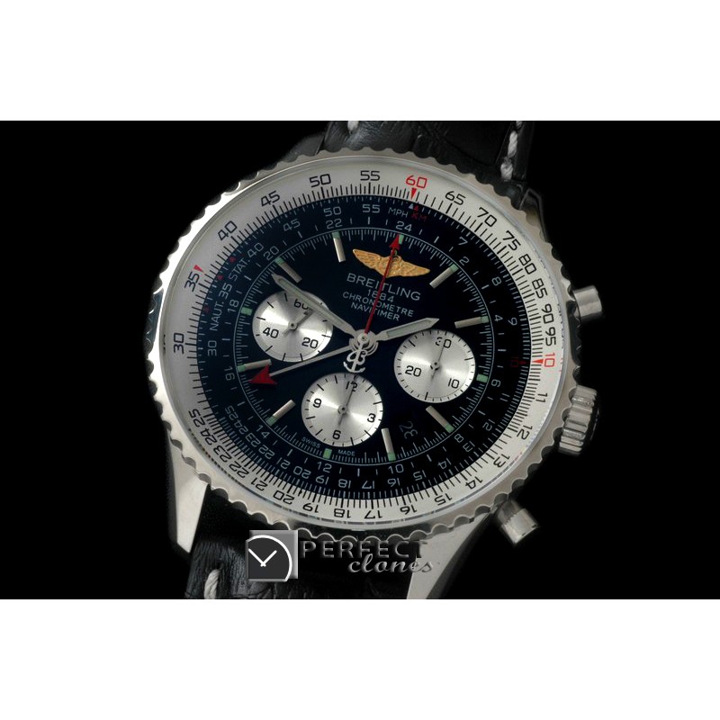 BLNVGMT-102L Navitimer GMT SS/LE Black A-7500