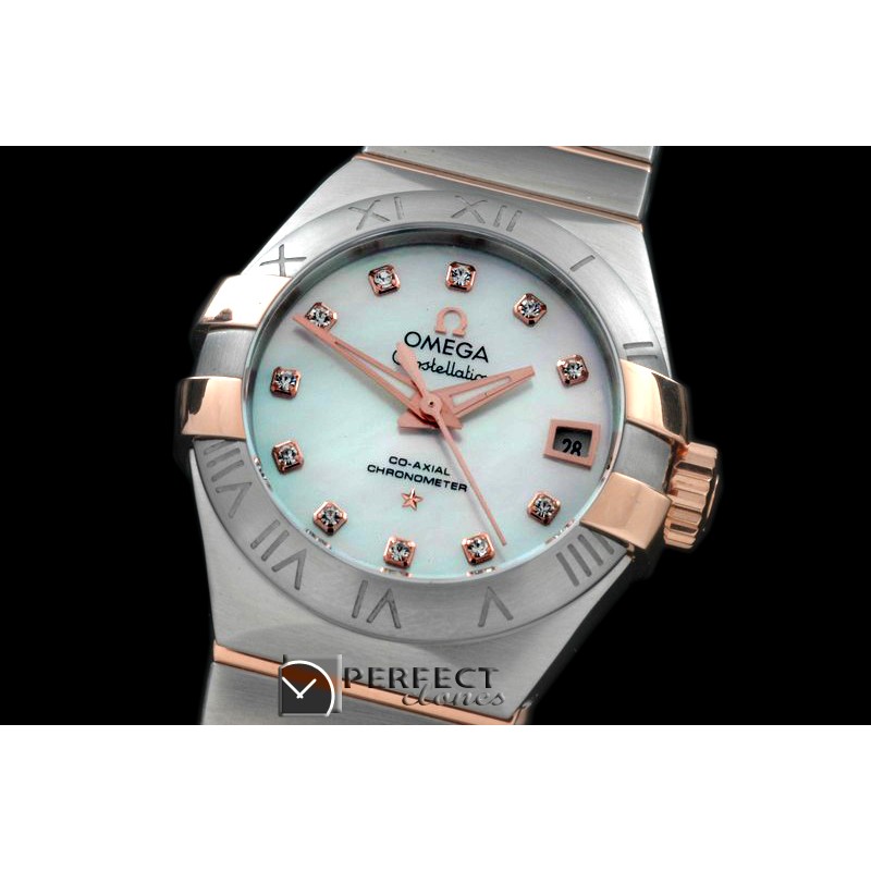 OMCO00801 Double Eagle Ladies Auto SS/RG Wht Diamonds J-Miyota 8