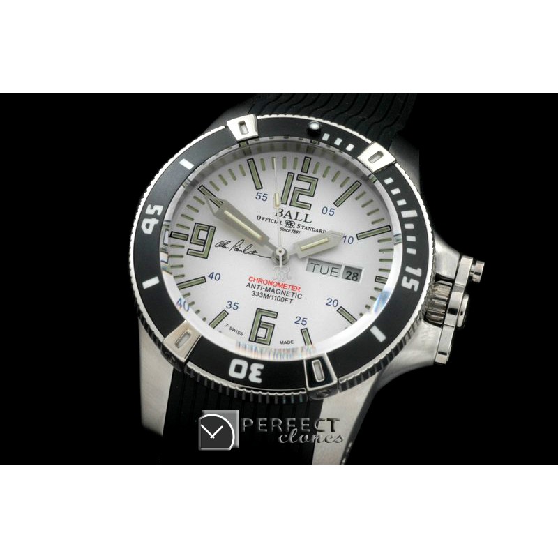 BALL10056 Hydrocarbon DayDate SS/LE White J-Miyota 8205
