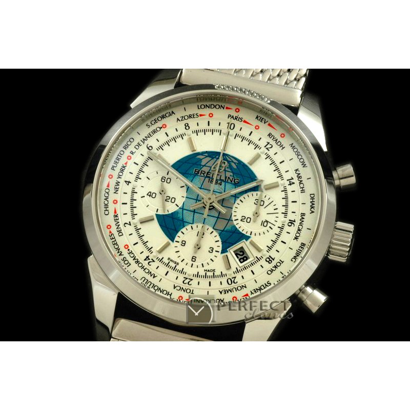 BLT01036S TransOcean Chrono Unitime Chrono SS/LE White A-77528