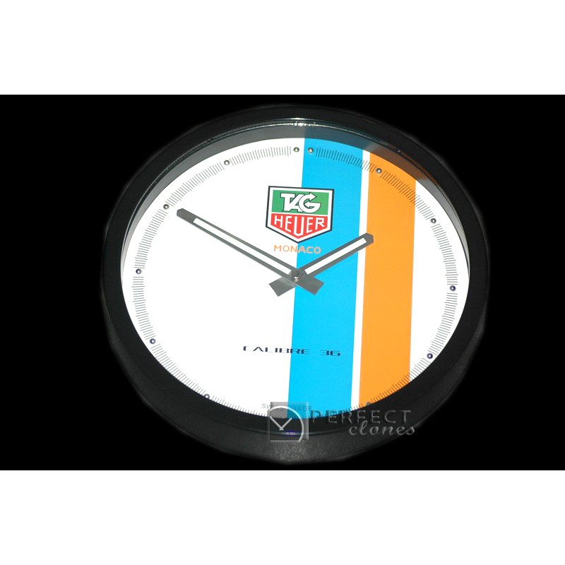 TGDC10011 Dealer Clock Monaco Gulf Style PVD/Wht Swiss Quartz