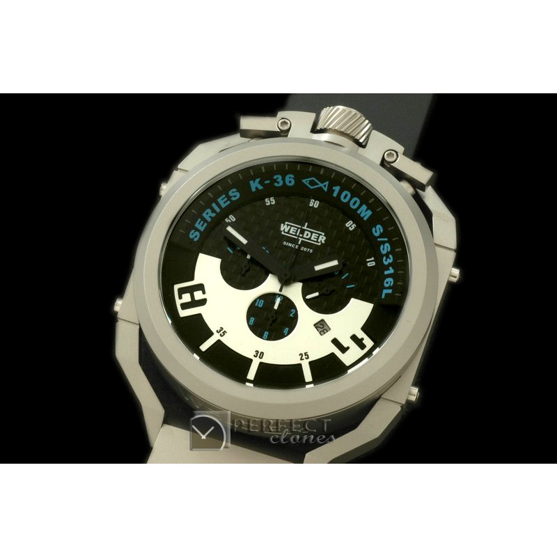 WLD30054 K36 Chronograph SS/RU Black/Blue Jap Qtz