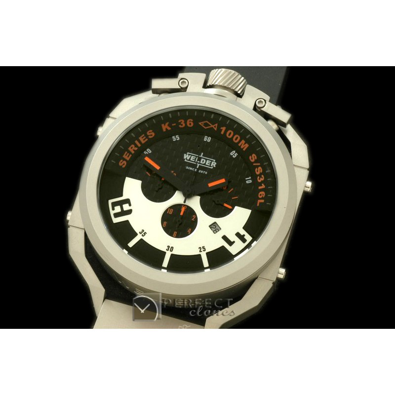 WLD30055 K36 Chronograph SS/RU Black/Orange Jap Qtz