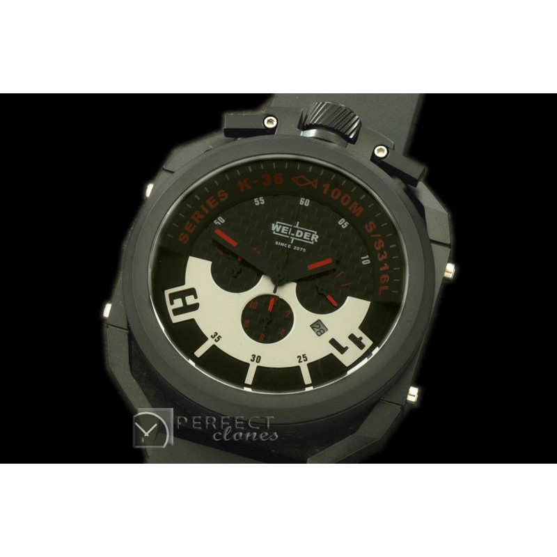 WLD30057 K36 Chronograph PVD/RU Black/Red Jap Qtz