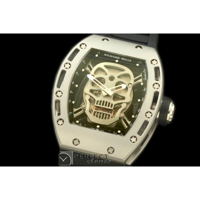 RM052-101 Skull Tourbillon SS/RU Black Asian 21J Decorated