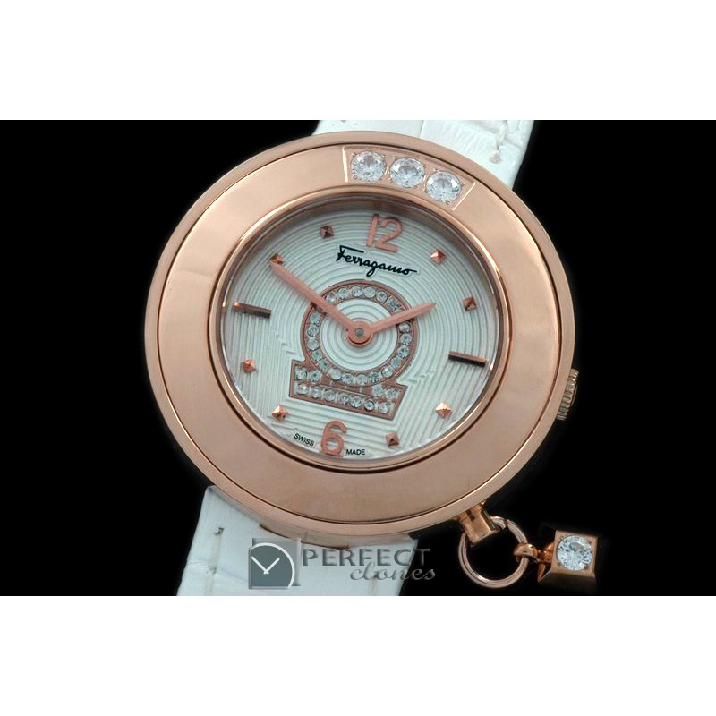 FGM01036 Gaucino Sparkling Ladies RG/LE White/White Swiss Quartz