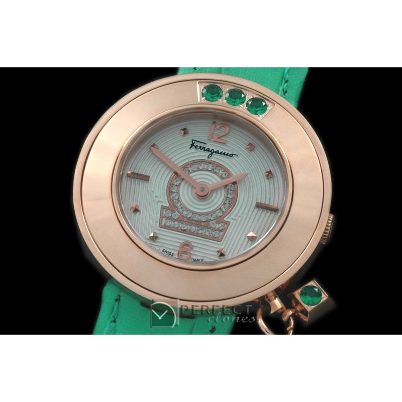 FGM01039 Gaucino Sparkling Ladies RG/LE White/GreenSwiss Quartz