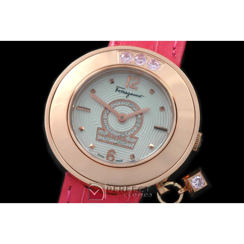 FGM0104Gaucino Sparkling Ladies RG/LE White/Pink Swiss Quartz