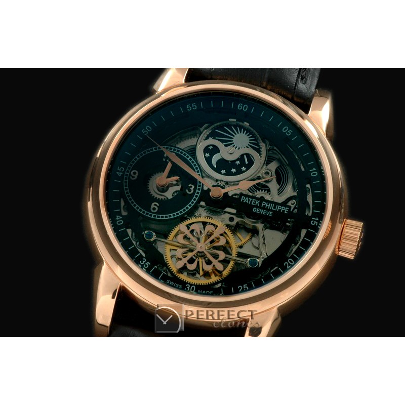 PPDT10007 Skeleton Duo Time/Moon Phase SS/LE Black Asian 2813