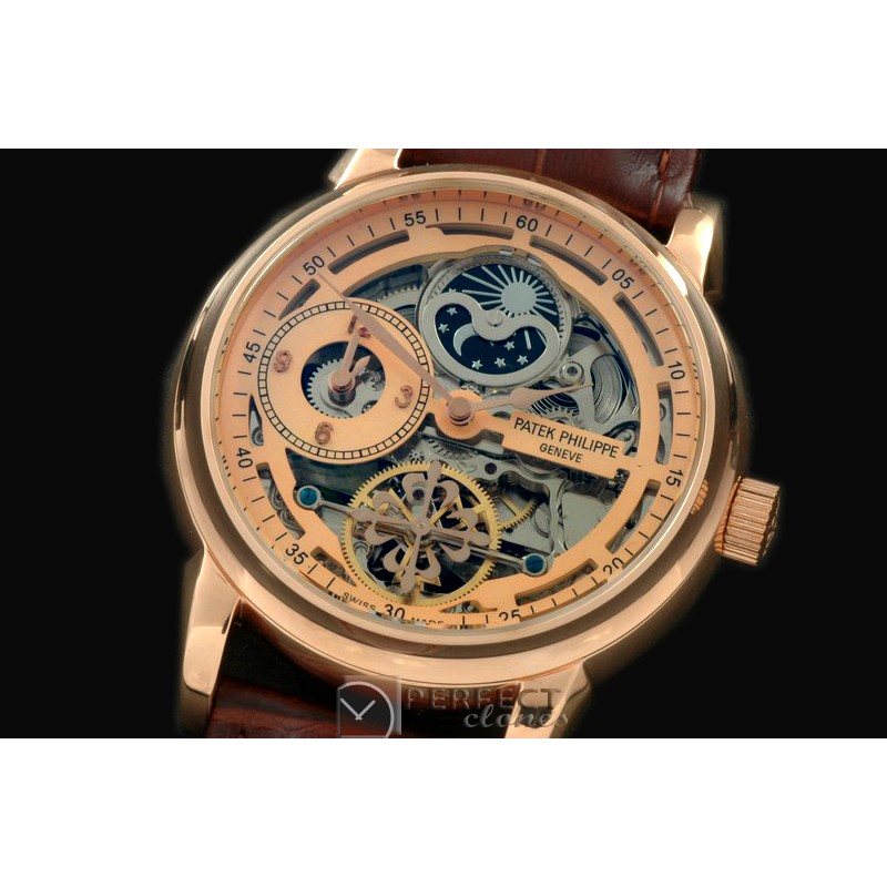 PPDT10009 Skeleton Duo Time/Moon Phase SS/LE R-Gold Asian 2813