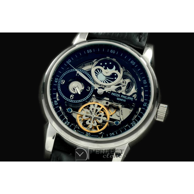PPDT10002 Skeleton Duo Time/Moon Phase SS/LE Black Asian 2813
