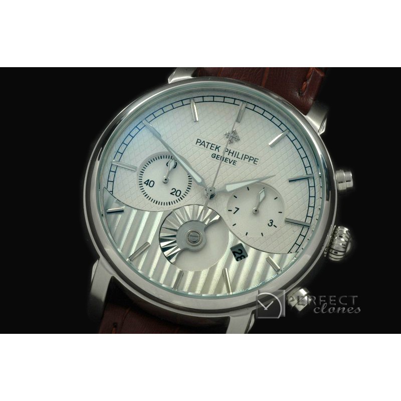 PPCC01001 Classic Chrono SS/LE White Jap Qtz Chrono