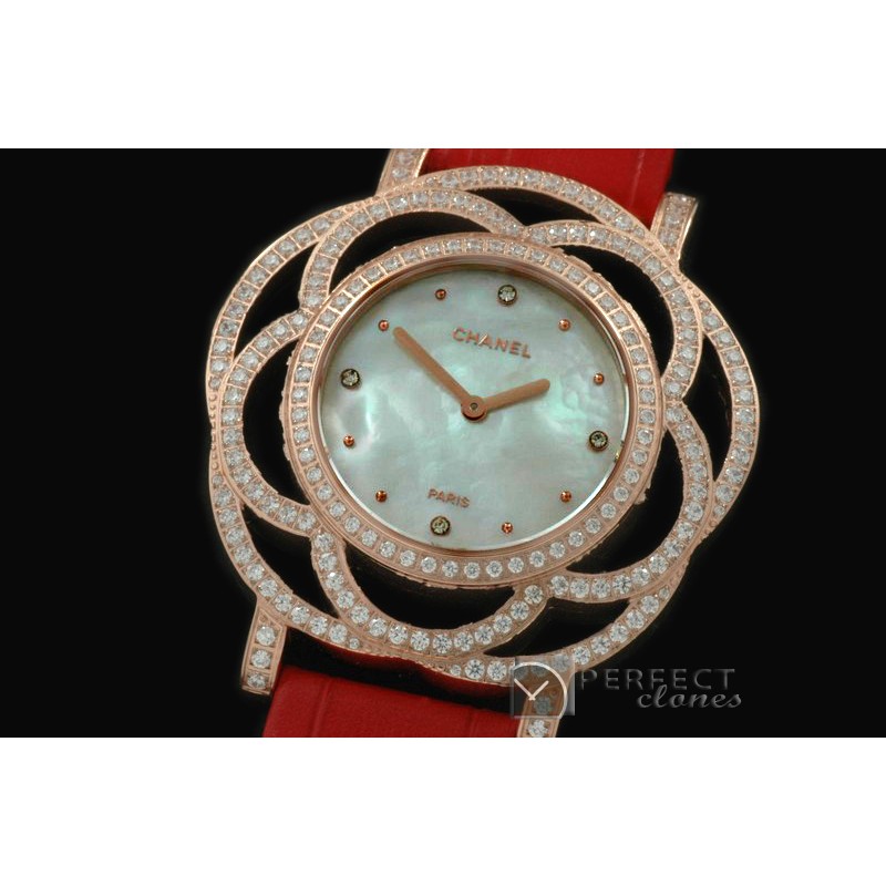 CHJW-111 Jewellery Watches Ladies RG/Diam/LE MOP White Swiss Qtz