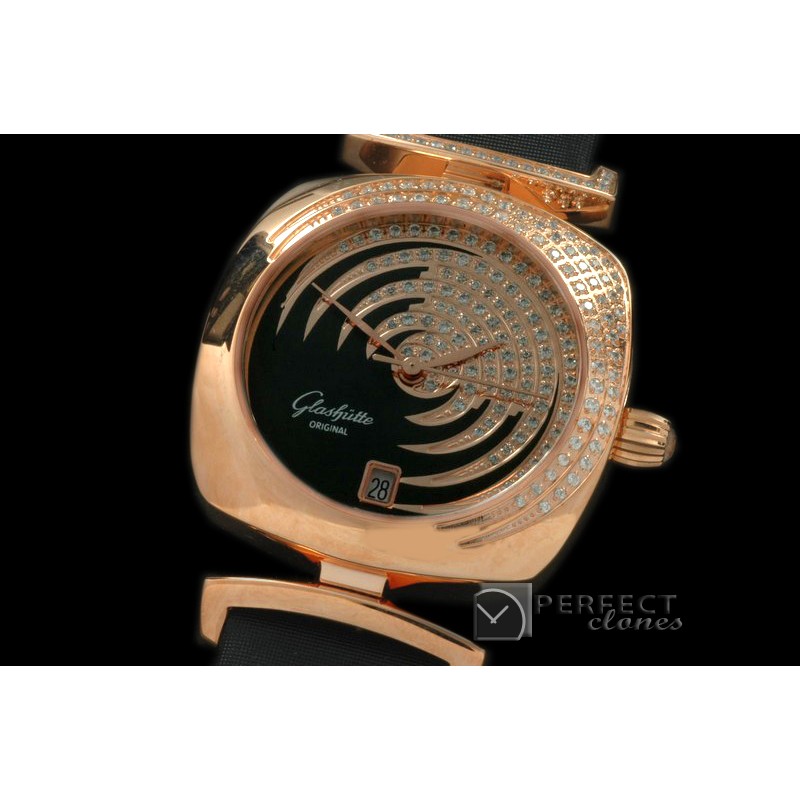 GLPV-112 Pavonina Ladies RG/ST Black Swiss Quartz