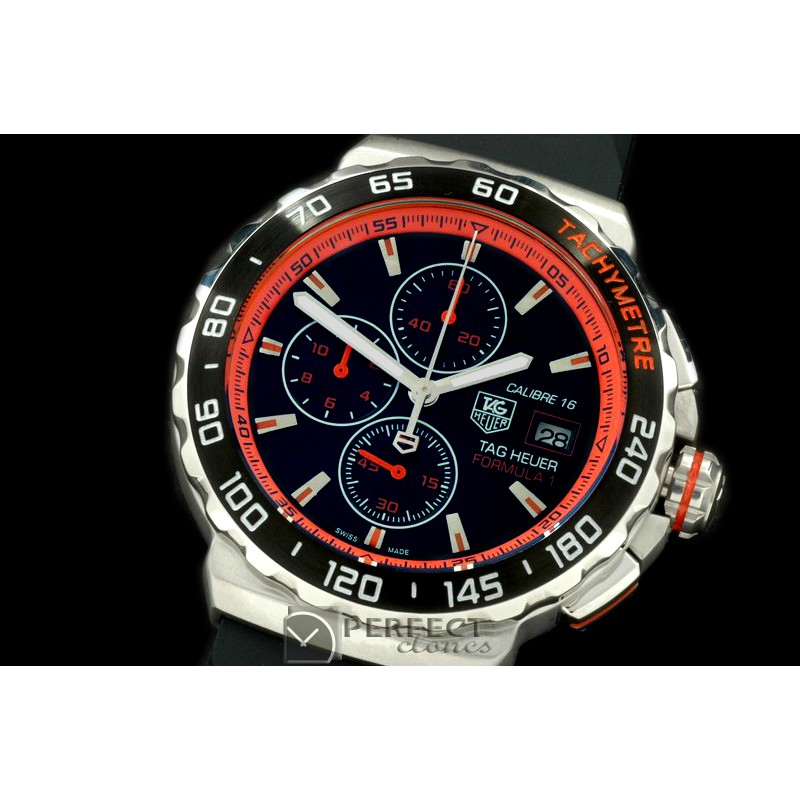 TGF1-00233L Formula 1 Calibre 16 SS/RU Black/Org OS 2Quartz