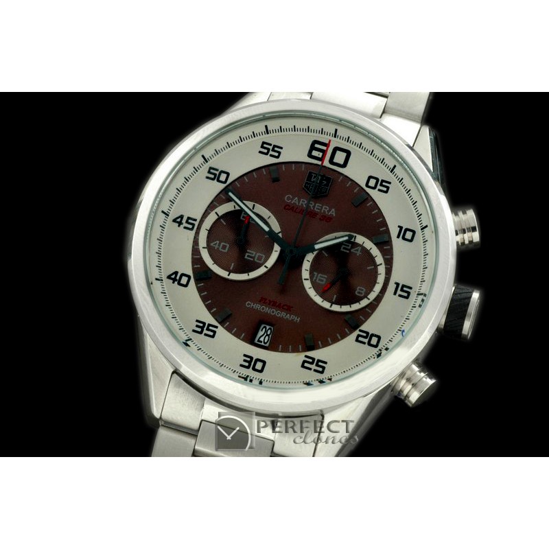 TG-50-104S Carrera 50yrs Chrono SS/SS White/Brown Jap OS2Quart