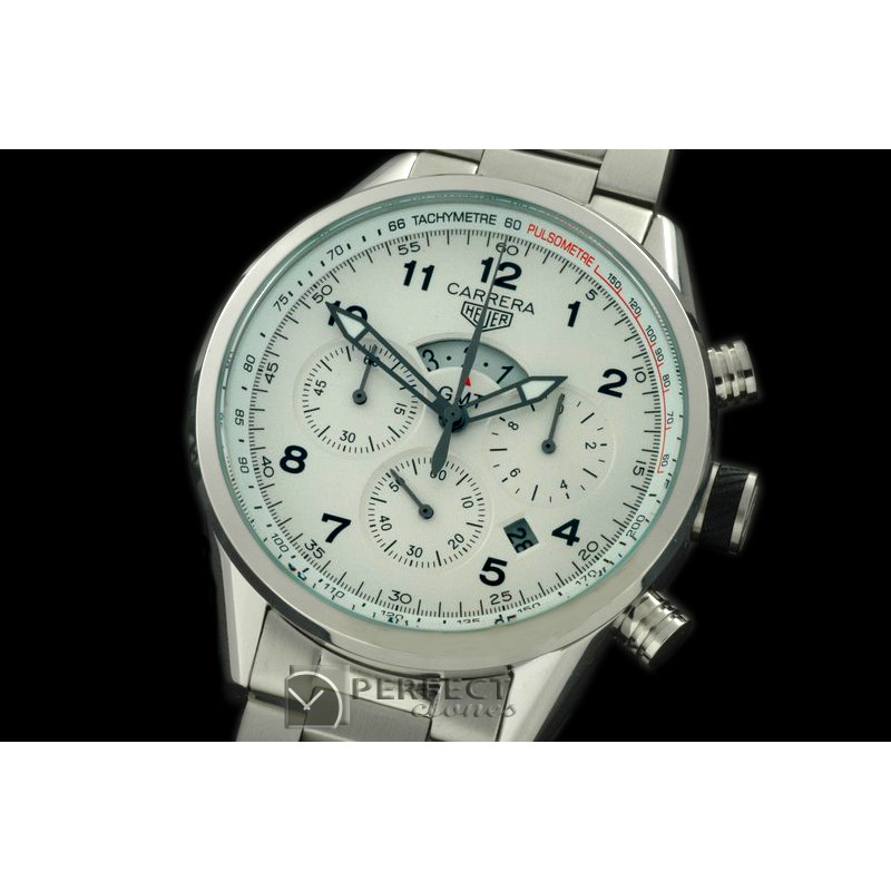 TG-GMT-101S Carrera 50yrs GMT Chrono SS/SS White Jap OS2Quartz