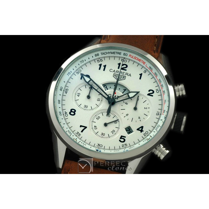 TG-GMT-101L Carrera 50yrs GMT Chrono SS/SS White Jap OS2Quartz