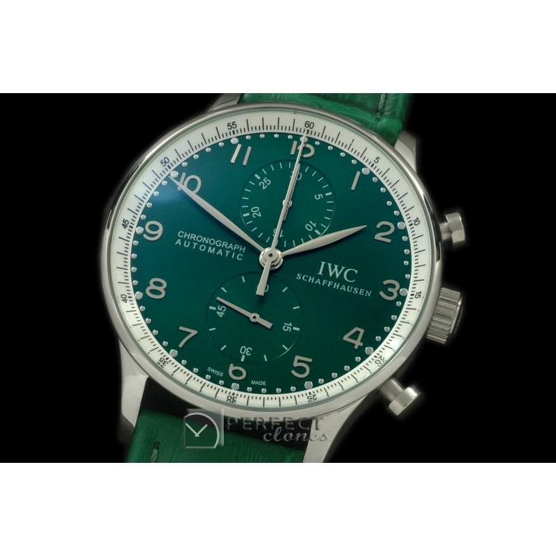 IWPG10107 Portuguese Chrono SS/LE Green Jap OS20