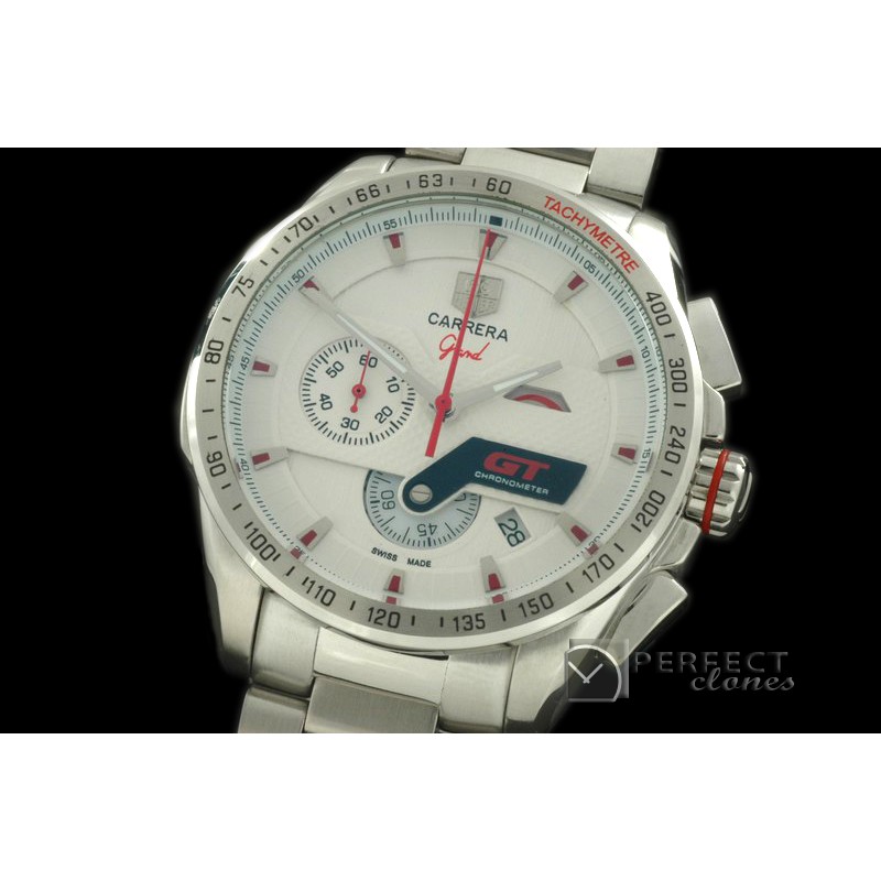 TGCA10201 Grand Carrera GT SS/SS White Jap Quartz Chrono