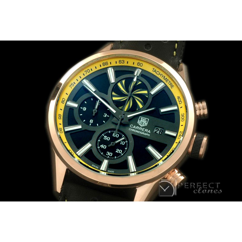 TG-50-007R Carrera 50yrs Anni Chrono RG/LE Black/Ylw Jap OS2Qu