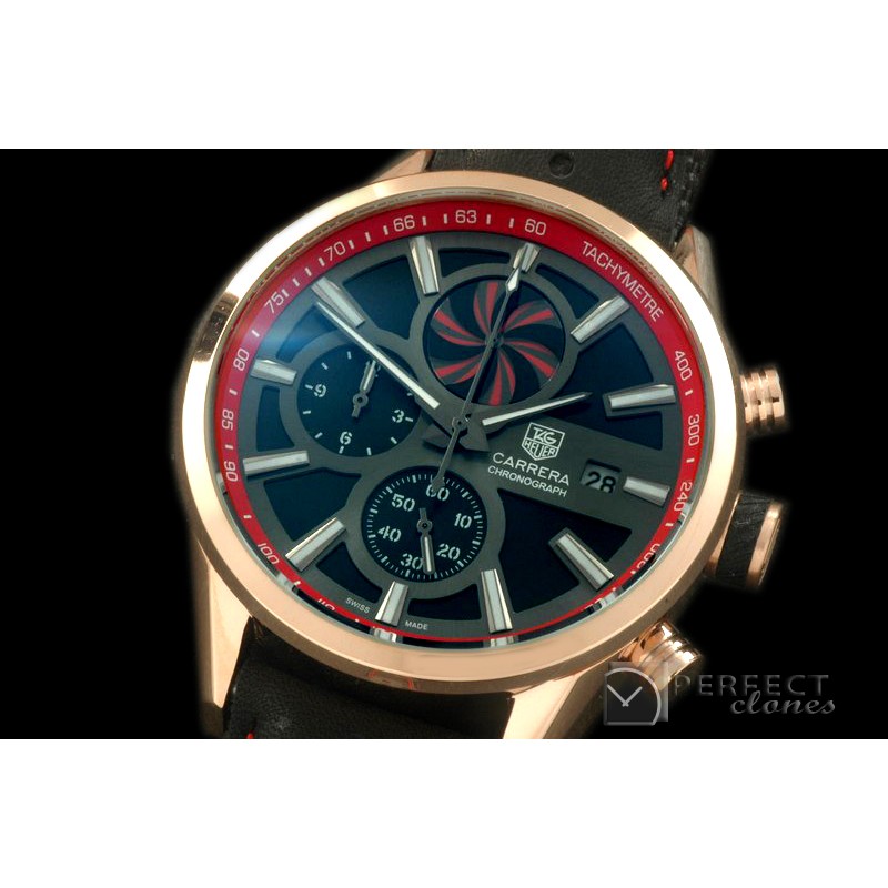 TG-50-008R Carrera 50yrs Anni Chrono RG/LE Black/Red Jap OS2Qu