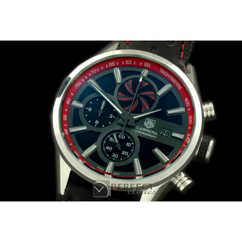 TG-50-003L Carrera 50yrs Anni Chrono SS/LE Black/Red Jap OS2Qu