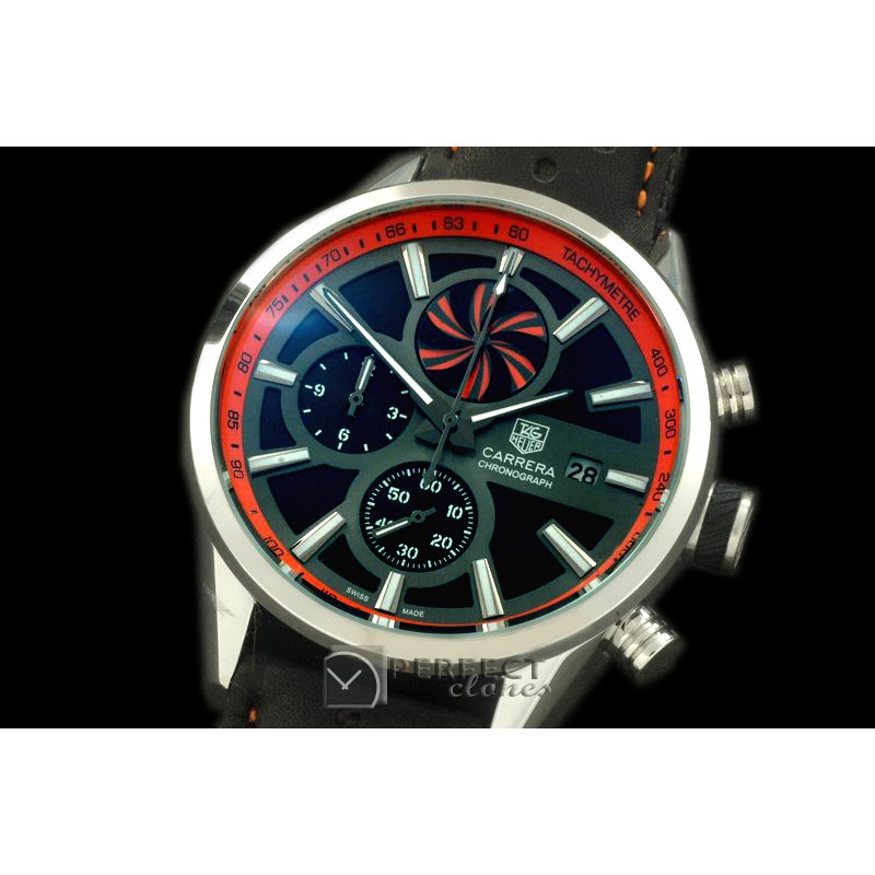 TG-50-004L Carrera 50yrs Anni Chrono SS/LE Black/Org Jap OS2Qu